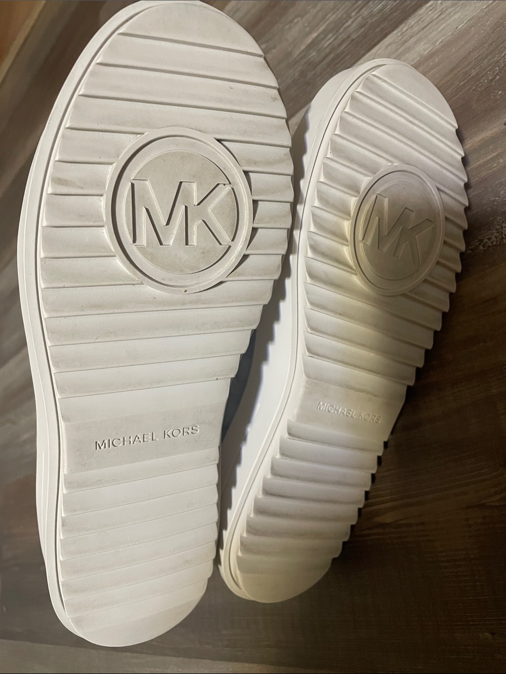 Michael Kors Pale Blue MK Embossed Platform Sneakers - Picture 7 of 9